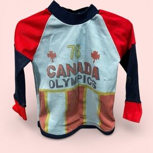 Vintage 1976 Canada Olympics kids sweater striped maple leaf costume